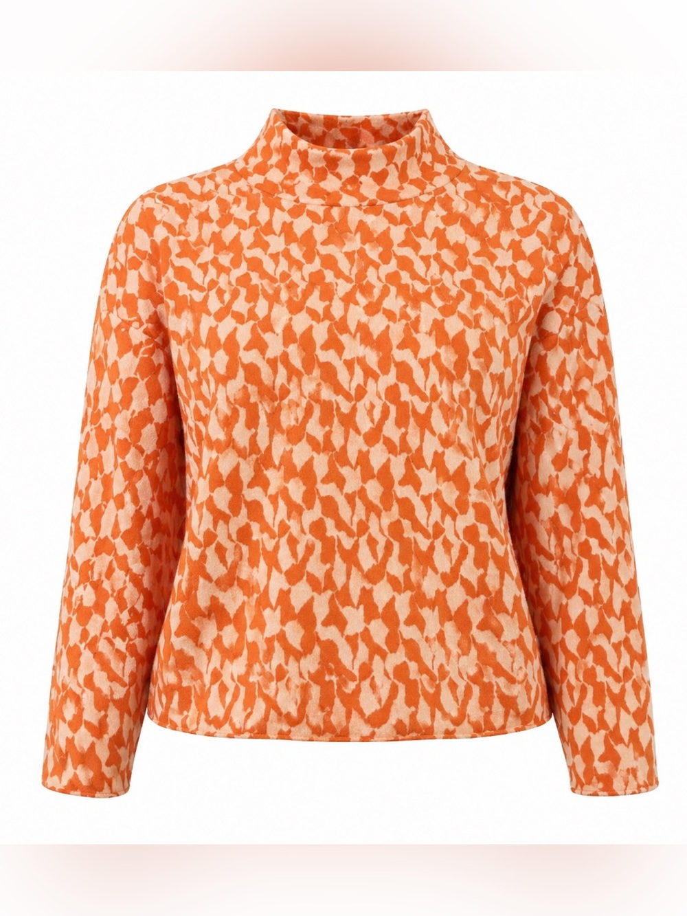 Maeve by Anthropologie Orange & Cream Mock Neck Knit Sweater Size Small